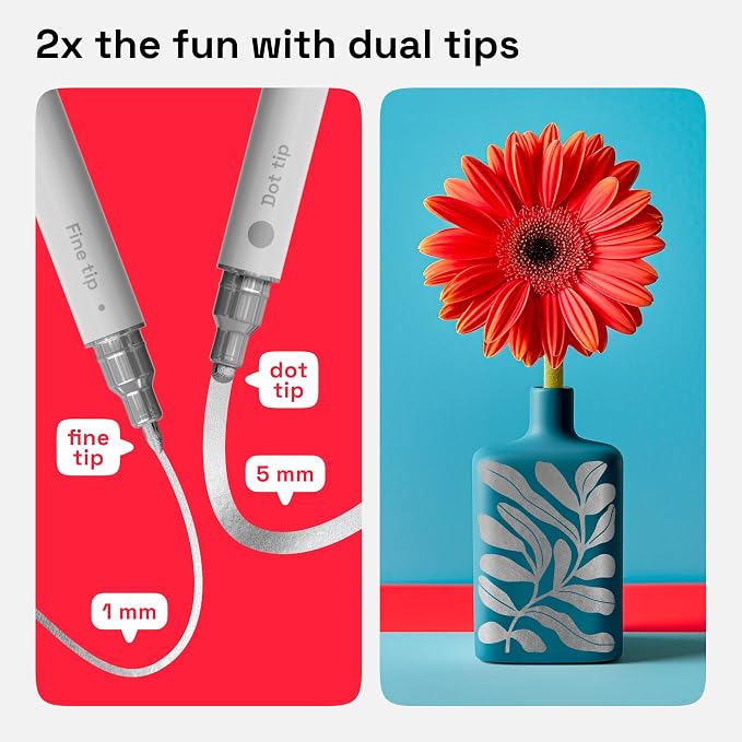 ARTISTRO 2 Silver Dual-Tip Acrylic Paint Pens - Image 4