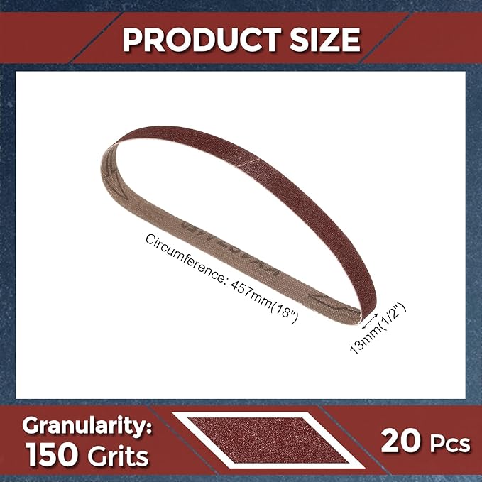 24 Pcs Sanding Belts 1/2 x 18 Inch 150 Grit Aluminum Oxide Abrasive Sandpaper for Belt Sander Metal Grinding Wood Working Weld Rust Removal