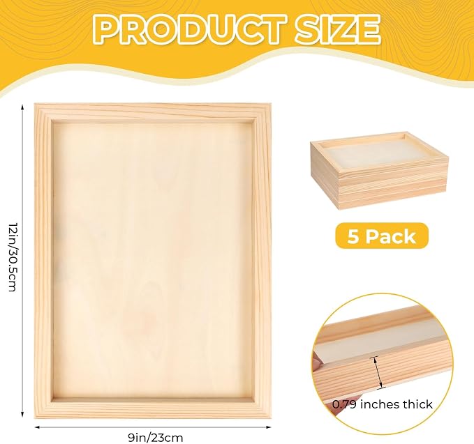 FSWCCK 5 Pack 9 x 12 inch Wood Panel Boards, Unfinished Wood Canvas Panels - Image 2