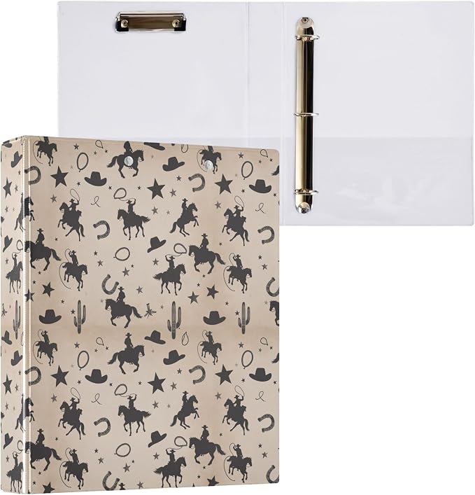 Cowboy Desert Round Ring Binders 1.5 Inch Cactus Skull Horse 3 Ring Clipboard - Image 8