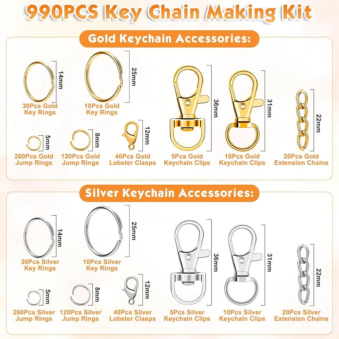 PAXCOO Keychain Making Kit, Keychain Craft Supplies Including Key Chain Hooks - Image 3