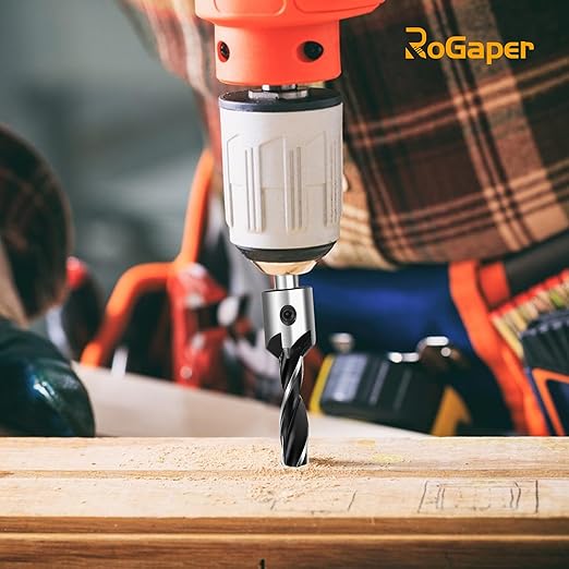 Countersink Drill Bit Set, 7Pcs Sinker Drill Bits M2 HSS, with 1/4" Standard Shank and Allen Wrench, Counter Sink Bit for Woodworking and Carpentry, Pilot Screw Hole Set