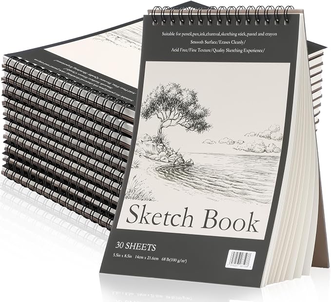 Jexine 40 Pcs 5.5'' x 8.5'' Top Spiral Bound Sketch Book 30 Sheet Each by Jexine