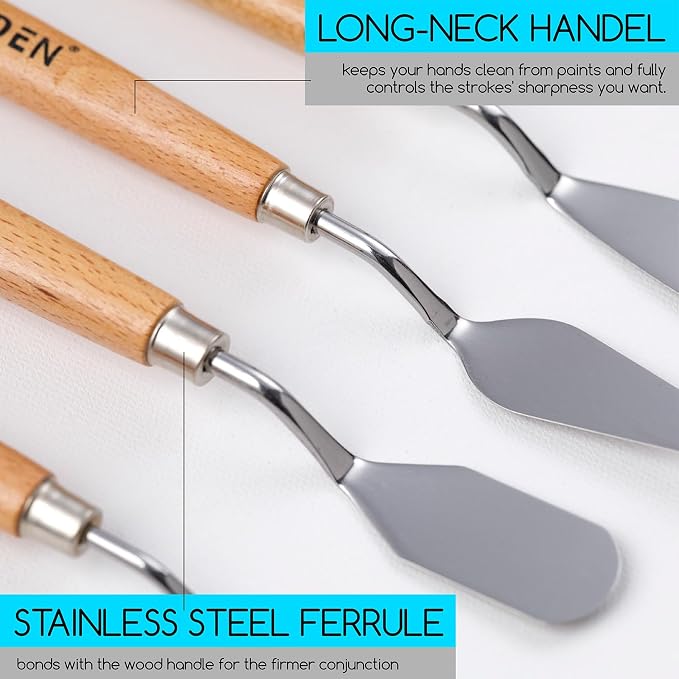MEEDEN 5Pcs Palette Knife Set: Stainless Steel Painting Knives - Image 3