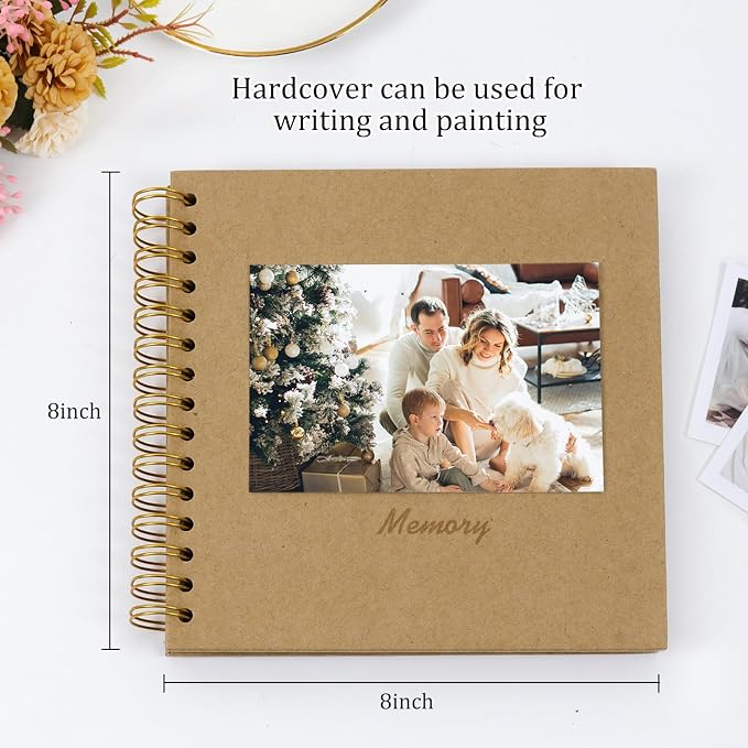 RECUTMS 8 x 8 Inch Small DIY Scrapbook Photo Album, 60 Pages Hardcover Craft - Image 2