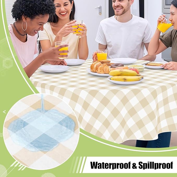 Smiry Oval Table Cloth, Waterproof Vinyl Tablecloths - Image 2