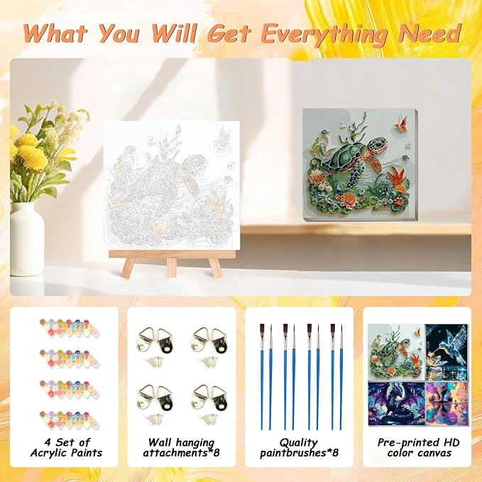 4 Pack Animals Paint by Numbers Kit - Image 5