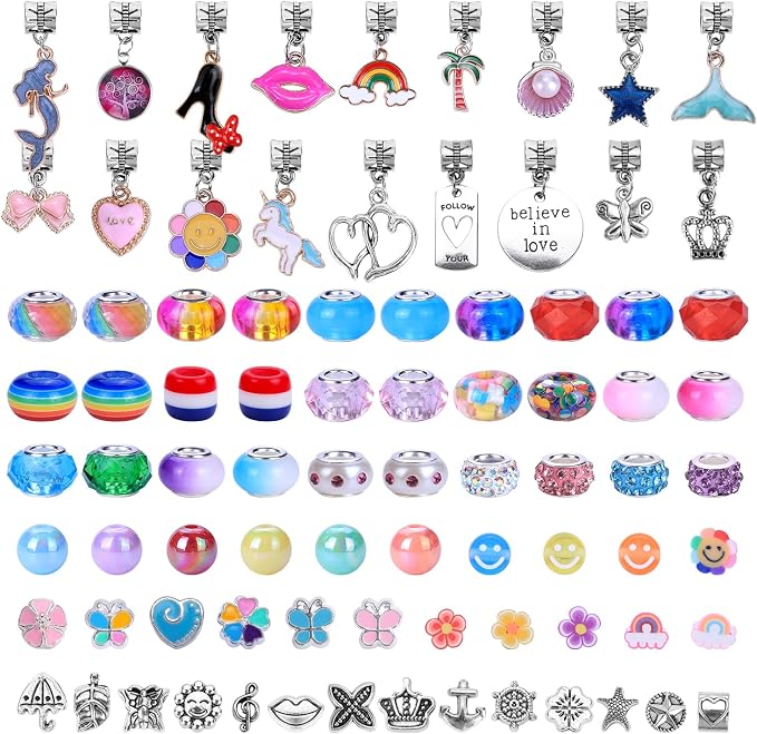 AIPRIDY 208 Pieces Charm Bracelet Making Kit, Unicorn Mermaid Crafts Gifts Set - Image 3