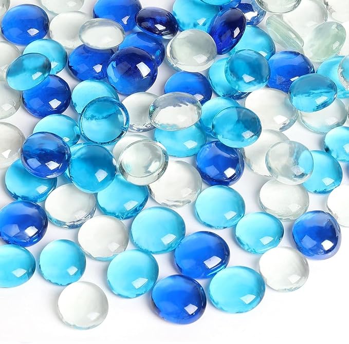 FUTUREPLUSX 1 pounds, Flat Glass Marbles by FuturePlusX