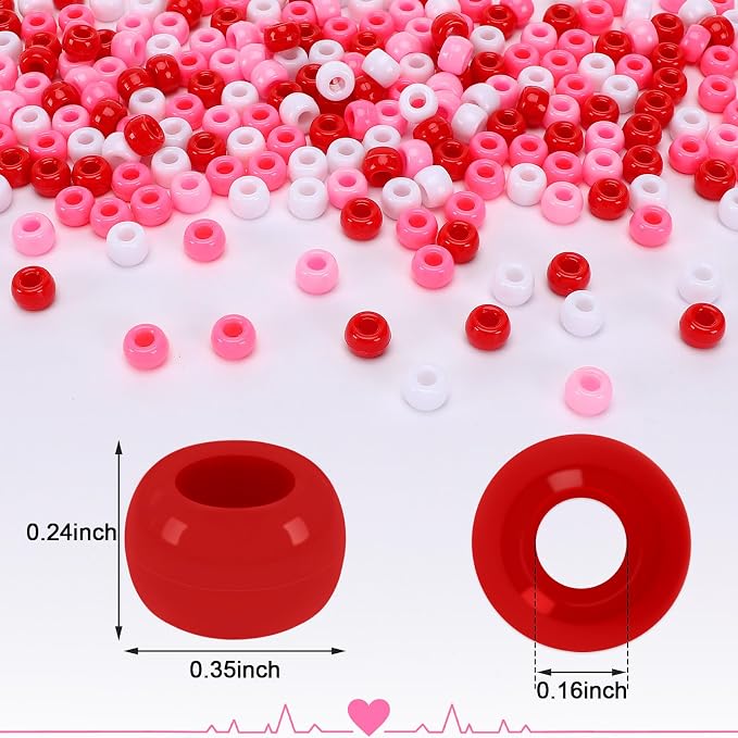 UPINS 1200Pcs Valentine's Day Pony Beads - Image 2