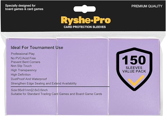 Premium Card Sleeves, 150 Sleeves 2.6''x3.6'' Compatible by RyshePro
