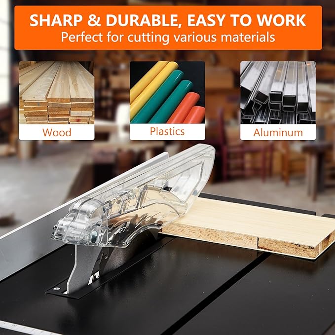 8-inch Table Saw for Jobsite, 6.7-Amp Copper Motor, Cutting Speed up to 3576RPM, 24T Blade, Compact Portable Table Saw Kit, with Sliding Miter Gauge DIY Woodworking and Furniture Making, Orange