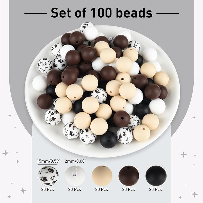 ASTARON 100 Pcs 15mm Silicone Beads - Image 2