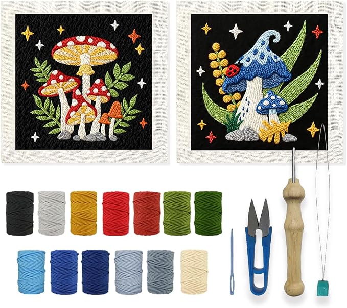 INFUNLY 2PCS Mushroom Punch Needle Kit by INFUNLY