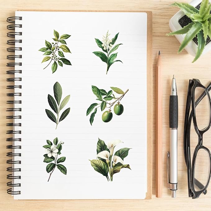 50-Piece Transparent Waterproof Greenery Plant Stickers - Image 3