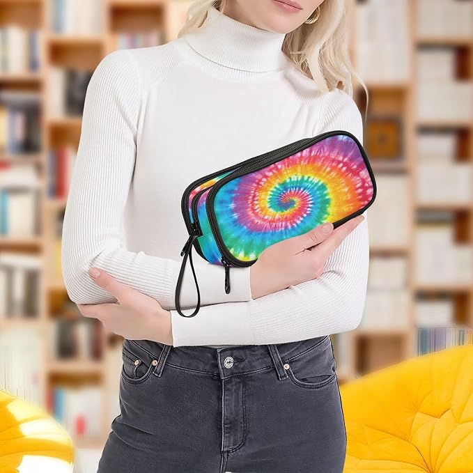 Tie Dye Rainbow Pencil Case Box Boys Girls Large Pencil Pouch - Image 8