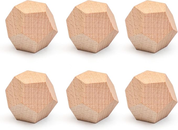Unfinished Wood Crafts Dice, 6 Pack DIY Wooden Dices 12 Sided Blank Wood Dices by MineIdea