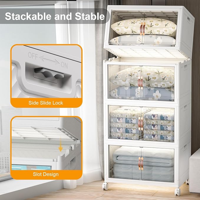 UAMFURI Stackable Storage Bins, 1440QT Collapsible Drawers - Image 4