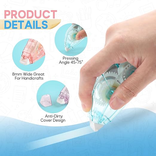 6 Pack Double Sided Tape Roller, Double Sided Adhesive Scrapbook Tape - Image 3