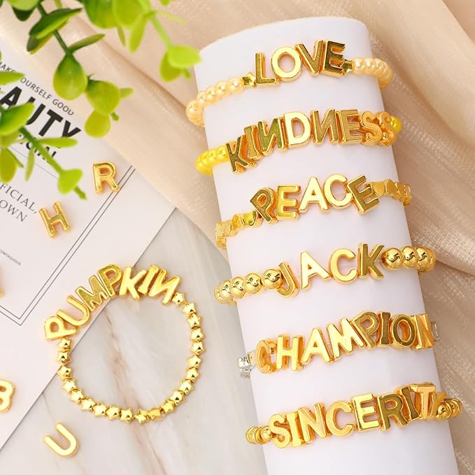 Augshy 700Pcs Gold Large Alphabet Letter Beads - Image 4