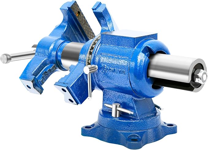 6-Inch Heavy Duty Bench Vise Ductile Iron Bench Vise 360° Multi-Purpose Bench Vice with Anvil, Clamp force 8800lbs, Blue