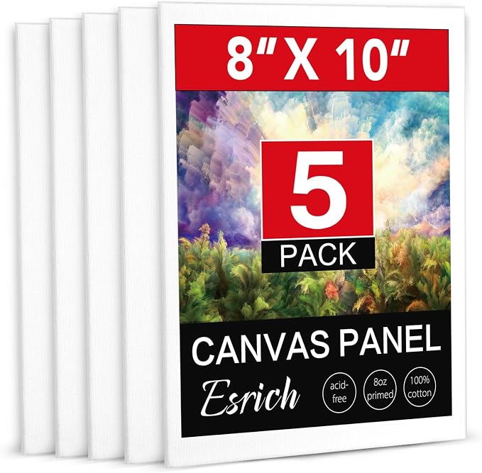 ESRICH Canvas Boards for Painting, 5 Pack Canvases for Painting 8x10 Cotton by ESRICH