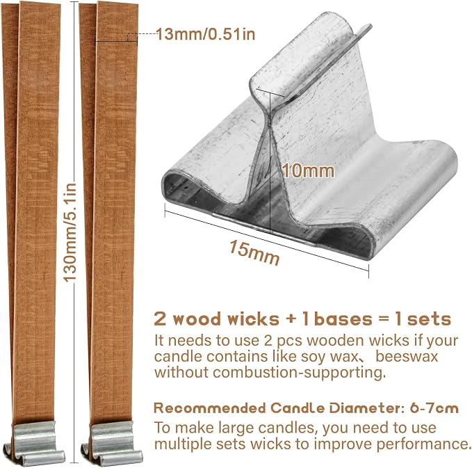 MAQIHAN 100 Wood Wicks for Candles Making - Image 2