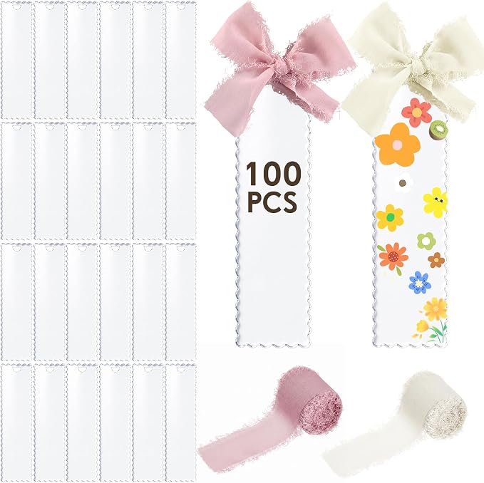 Yeaqee 100 Pcs Acrylic Bookmark Blanks Clear Bookmarks Acrylic Tags by Yeaqee