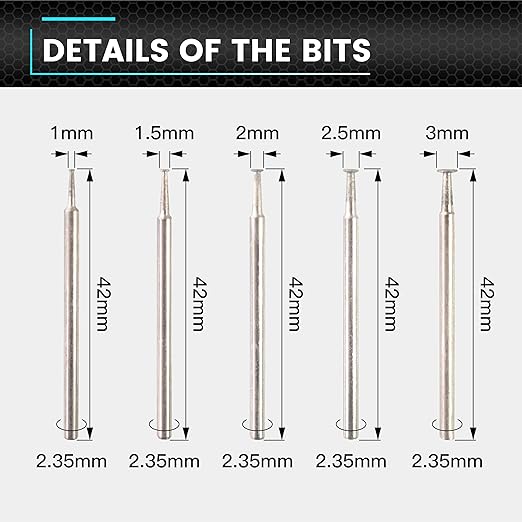 AM ARROWMAX 10pcs T Shape Diamond Burr - 3/32'' Shank Mini Channel Cutting Burs Diamond Mounted Stone Carving Bits for Rotary Tools Includes Dremel