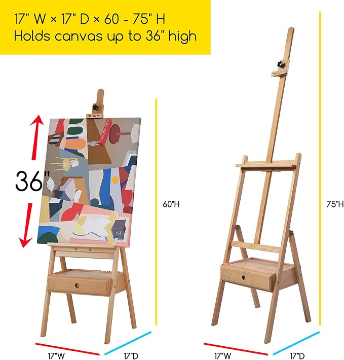 MEEDEN Painting Easel with Storage Drawer, Studio H-Frame Easel- Adjustable - Image 2