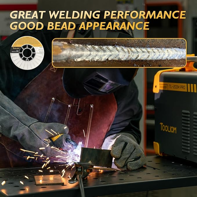 TOOLIOM ER70S-6 .035"(0.9 mm) Mild Steel MIG Solid Welding Wire on 10-Pound Spool Compatoble with TL-200M Pro and TL-250M Pro