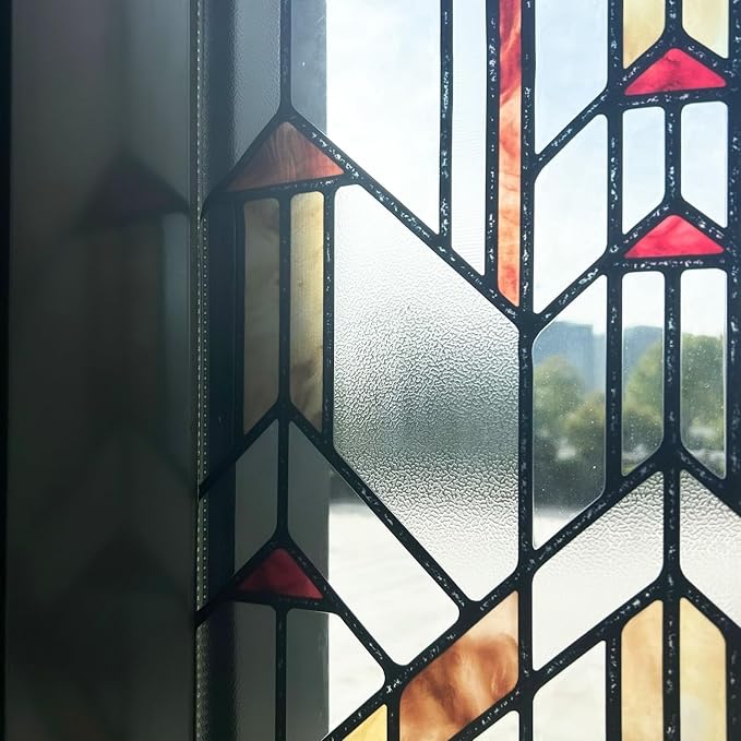 Original Hand Drawn Faux Stained Glass Window Film, Double-Sided Privacy Static by ChicSkin