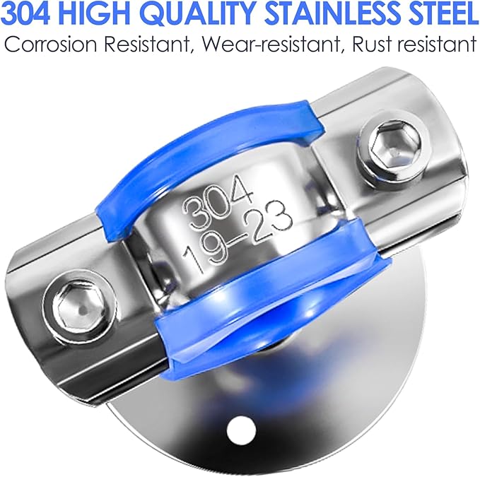 Adjustable Pipe Hangers Supports Stainless Steel 304 - Pipe Bracket Wall Mount Ceiling Mount Pipe Clamp Support with Screws for OD Pipe Tube 19-23mm Applicable Height 50-100mm (2PCS)