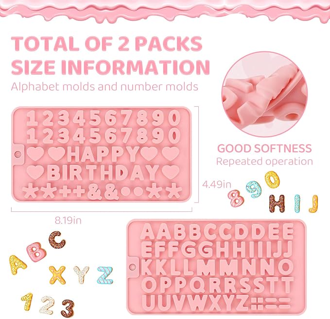 2PCS Silicone Molds for Chocolate, Number Letter Molds, Reusable Candy Molds - Image 7
