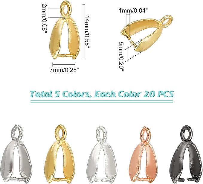 PH PandaHall About 100 Pieces Brass Pinch Clip Bail Clasp Dangle Charm Bead - Image 6