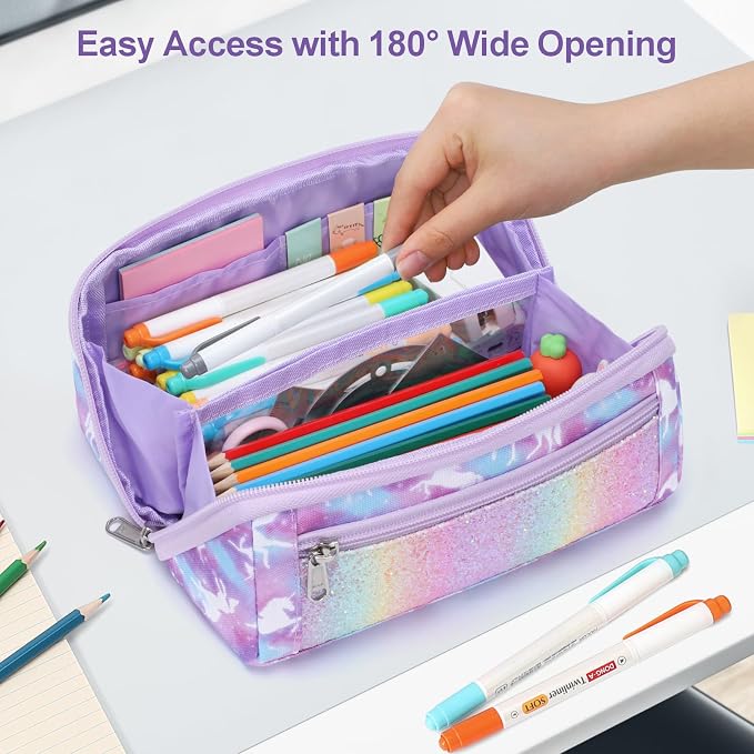 Large Pencil Case for Boys, Durable Pencil Pouch for School, Wide Opening Soft - Image 5