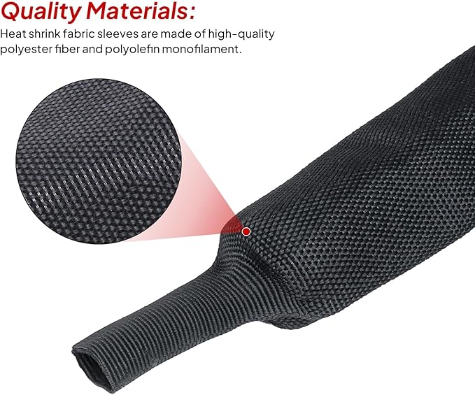 2 to 1 Heat Shrink Braided Sleeving 3/4" - 24 feet Pliable Shrinkable Fabric Sleeve for Protection Cable/Wire/Irregular Shape Hose