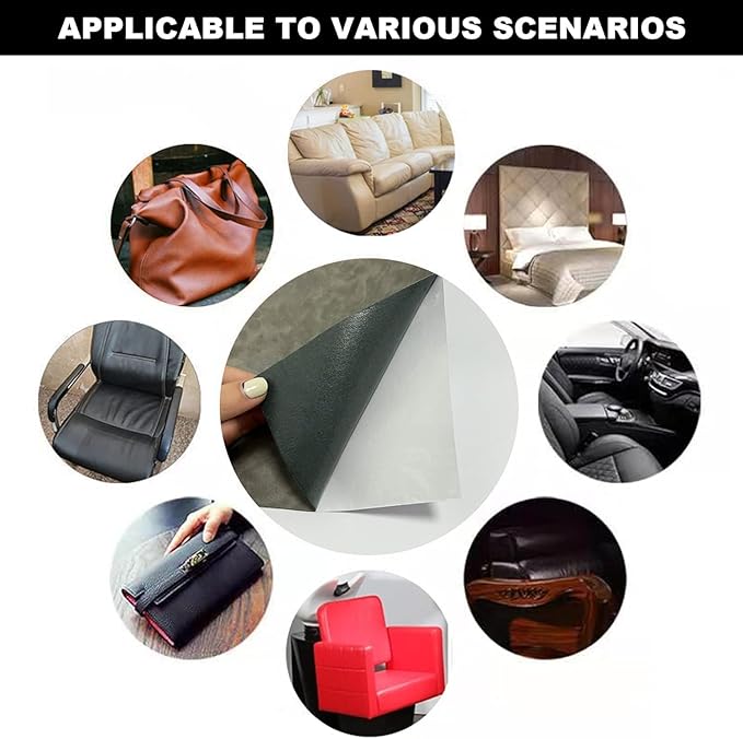 Leather Repair Patch Self-Adhesive Leather Patches for Furniture Couch Sofa Car Seats, PU Vinyl Leather Repair Tape Kit to Fix Office Chairs, Cabinets, Handbags (Dark Gray, 3.9 X 78.7 inch)