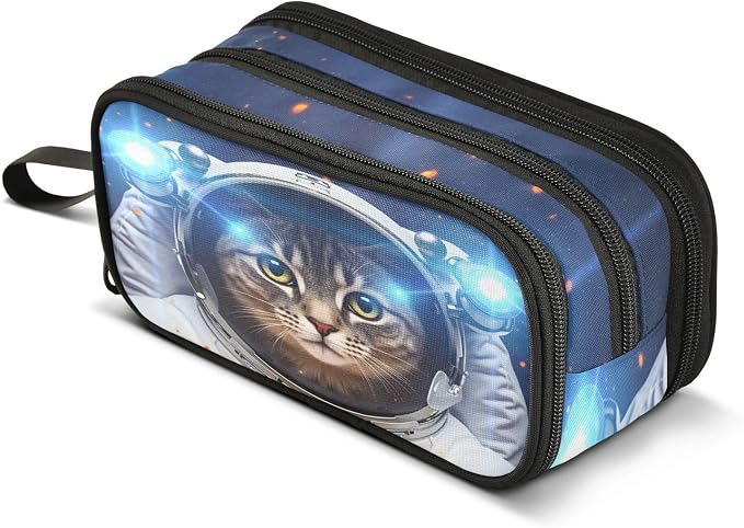 Cat Astronaut Pencil Case Box Boys Girls Large Pencil Pouch by BOENLE-WELCOMEYOURCOMING