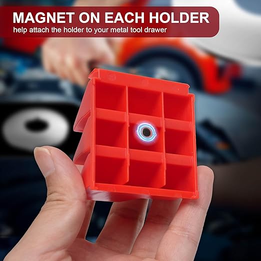 80 Pcs Magnetic Wrench Organizer - Tool Modular Customizable Wrench Holder for Tool Box Widget,Wrench Rack for Tool Drawer Storage,Extension Cord Holder Organizer Inksilvereye (Black-Red)