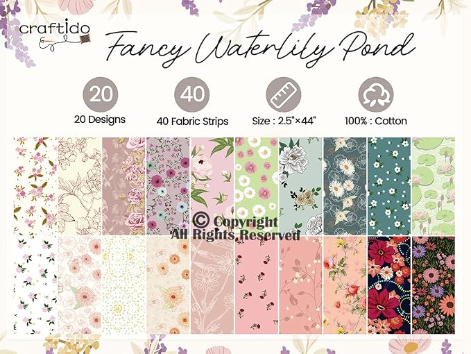 Craftido-20 Options-100% Cotton Jelly Roll Fabric Precut Strips - Image 4