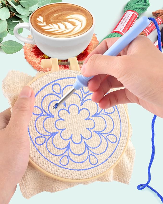 ERKOON Punch Needle Coasters Kit Adults Beginners, Needling Punching Project - Image 5