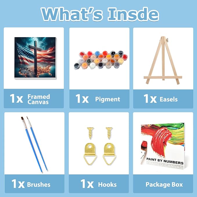 hkejoi American Flag Paint by Numbers Kit - Image 5
