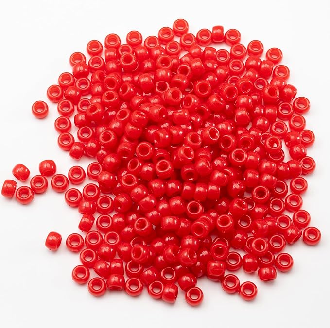 Gxueshan 1000 Pcs Acrylic Red Pony Beads 6x9mm Bulk Kandi Beads - Image 2