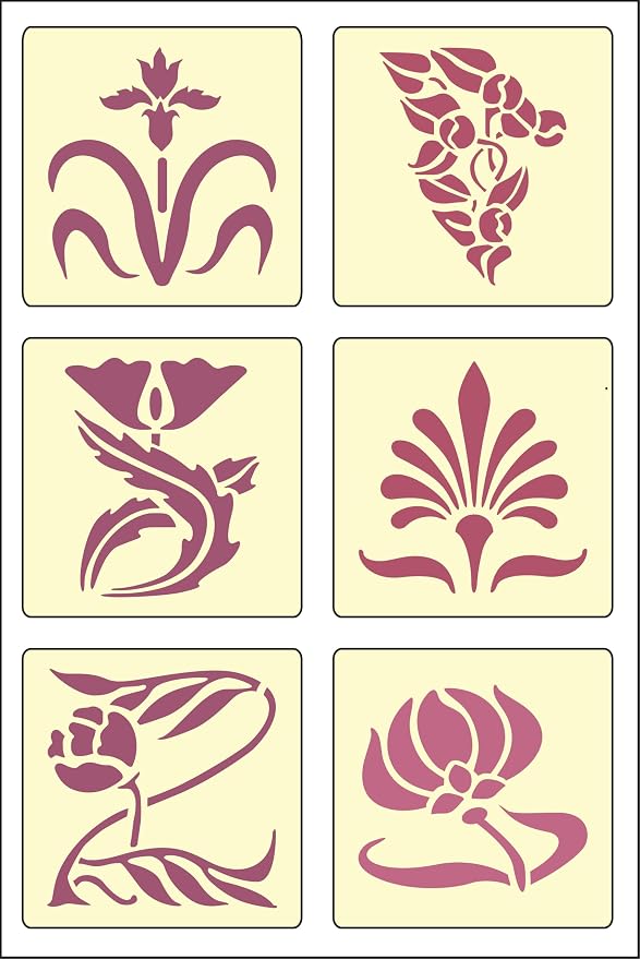 6 Piece Art Nouveau Stencil Set - Image 2