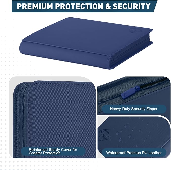 Premium Card Binder 12 Pocket for 720 Pockets Trading Card Binder, PU Zipper - Image 6