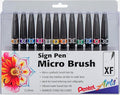 Pentel Arts Sign Pen Micro Brush Tip, 12-PK Plastic Box by PentelofAmerica
