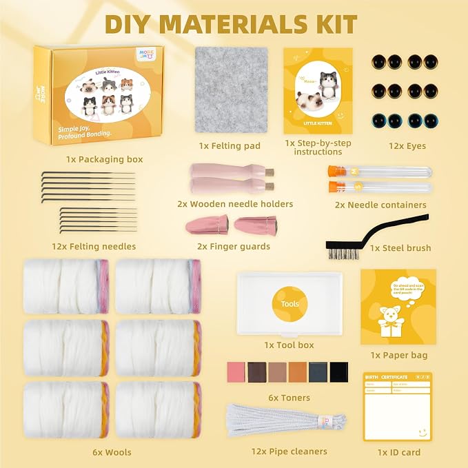 MOREJMTT Needle Felting Kit, 6Pieces Cats Making Wool Needle Felting Starter Kit - Image 3
