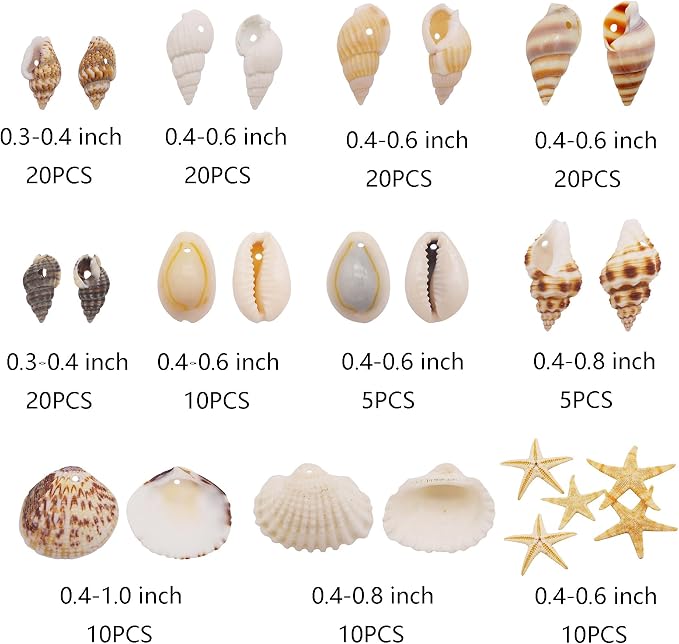 yaokan Natural Sea Shells & Starfish Set Drilled Beach Conchs | Jewelry DIY - Image 2