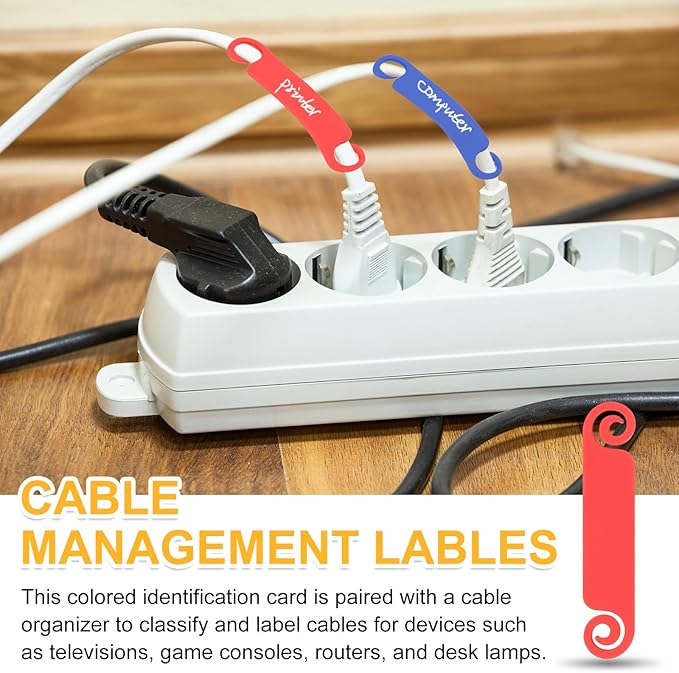 PATIKIL Cable Tags Multicolor Cable Management Labels Cord Identification Tags, Wire Cord Markers for USB Computer Phone Charger Power - 50Pcs (5 Color)